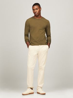 Slim Fit Long-Sleeve Stretch T-Shirt, Army Green