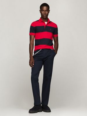 Slim Fit Rugby-Stripe Polo, Primary Red/Navy Stripe