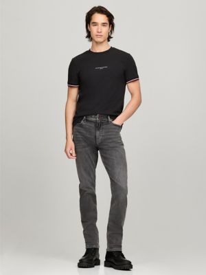 Slim Fit Tommy Logo Tipped T-Shirt, Black