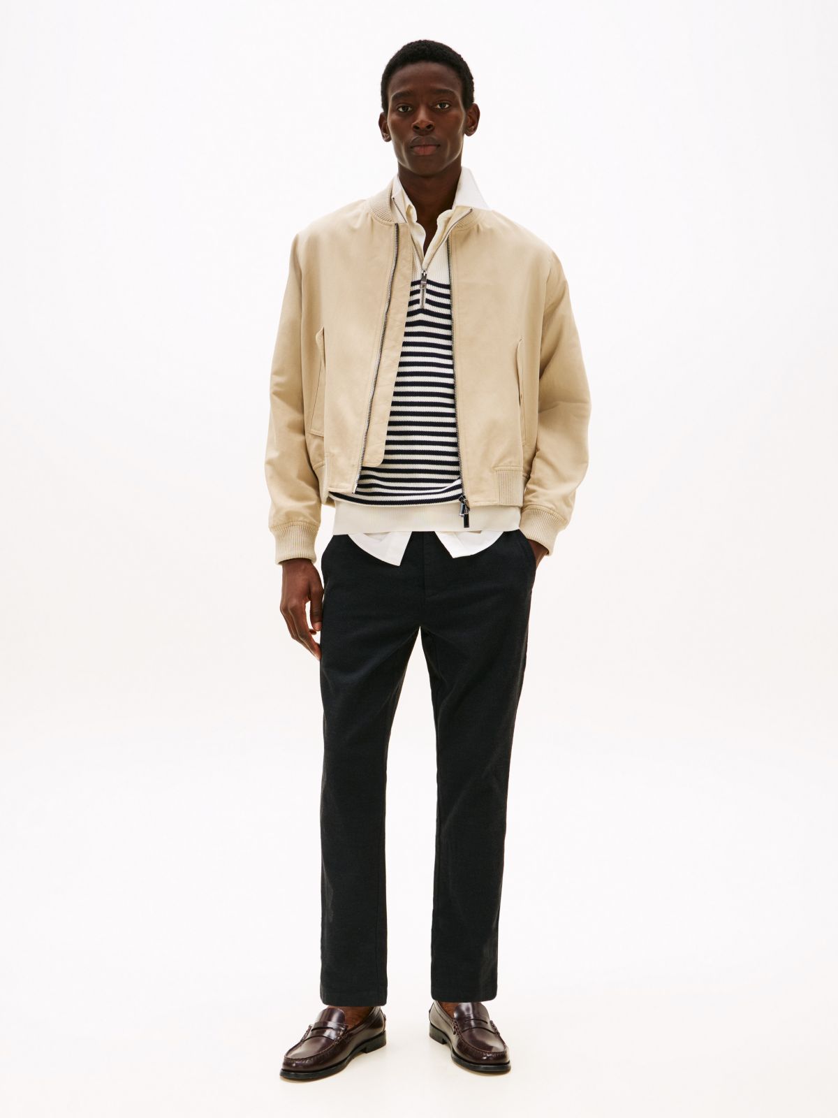 Brushed Knit Slim Trouser — Navy