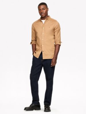 THFlex Slim Fit Poplin Dress Shirt, Pinecone Tan