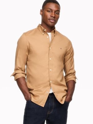 Tan tommy hilfiger shirt online