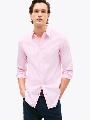 THFlex Slim Fit Poplin Dress Shirt, Classic Pink