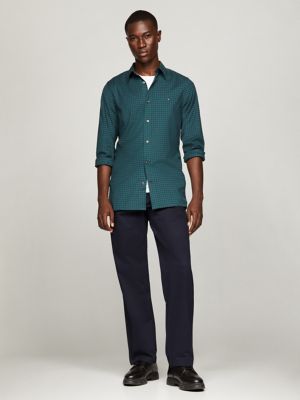 Slim Fit Gingham Print All-Day Shirt, Cypress Green