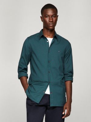 Slim Fit Gingham Poplin Shirt, Cypress Green