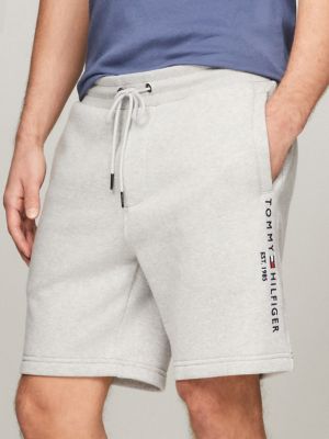 Embroidered Tommy Logo Sweatshort, Grey Heather