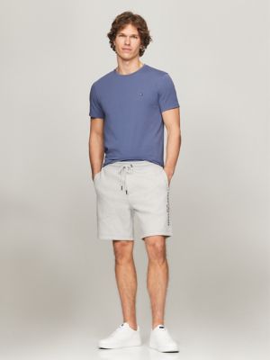 Embroidered Tommy Logo Sweatshort, Grey Heather