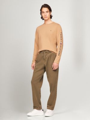 Long-Sleeve Tommy Logo T-Shirt, Pinecone Tan