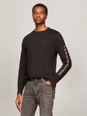 Long-Sleeve Tommy Logo T-Shirt, Black