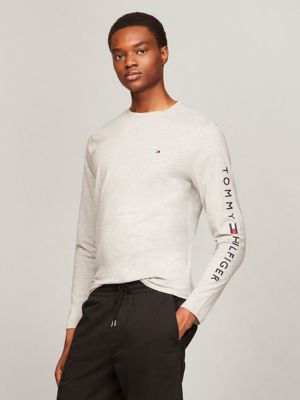 Tommy Hilfiger Men s Long Sleeve Tommy Logo T Shirt Grey XXXL