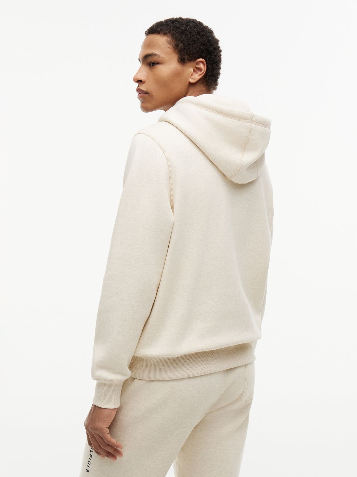 Embroidered Tommy Logo Hoodie — Beige
