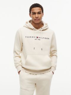 Embroidered Tommy Logo Hoodie — Beige 1