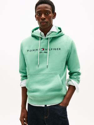 Embroidered Tommy Logo Hoodie, Frosted Evergreen