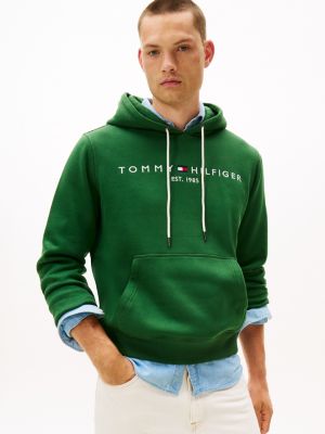 Embroidered Tommy Logo Hoodie, Deep Evergreen