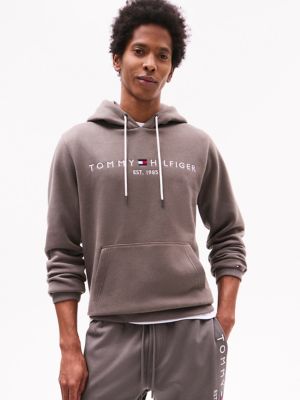 Tommy hilfiger logo hoodie grey sale