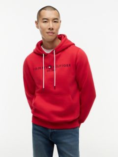 Embroidered Tommy Logo Hoodie — Primary Red 1