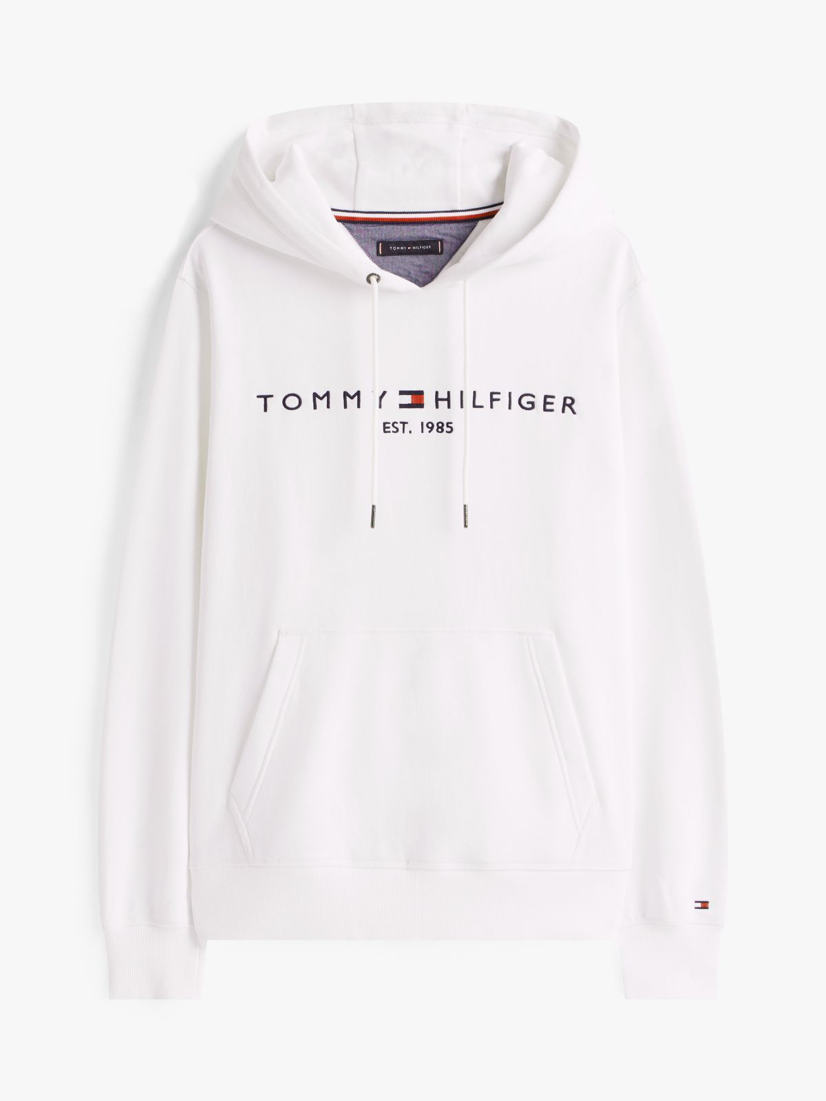 Embroidered Tommy Logo Hoodie — Fresh White