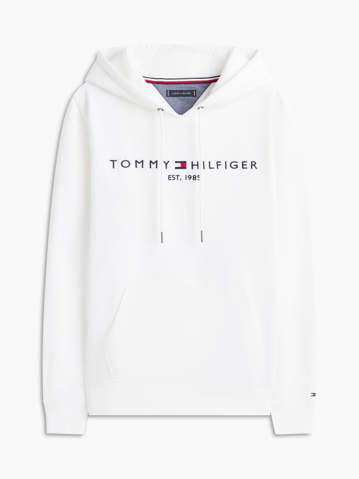 Embroidered Tommy Logo Hoodie — Fresh White