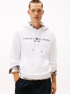 Embroidered Tommy Logo Hoodie, Fresh White