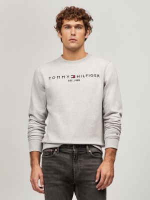 Embroidered Tommy Logo Sweatshirt, Grey Heather
