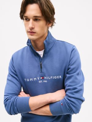 Tommy Hilfiger Blue Quarter-Zip Pullover Sweatshirt XL Color Bar cheapest Logo