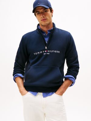 Embroidered Tommy Logo Quarter-Zip, Navy