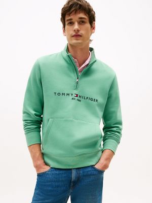Embroidered Tommy Logo Quarter-Zip, Frosted Evergreen