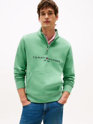 Embroidered Tommy Logo Quarter-Zip, Frosted Evergreen