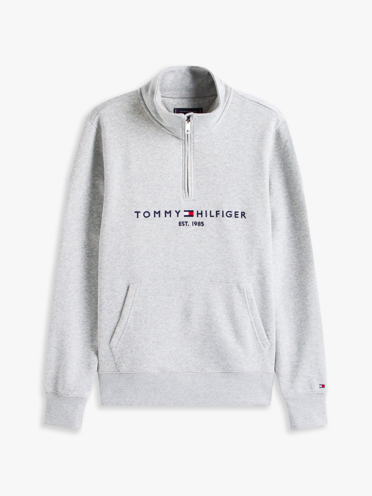 Tommy Logo Quarter-Zip Sweatshirt — Grey Heather