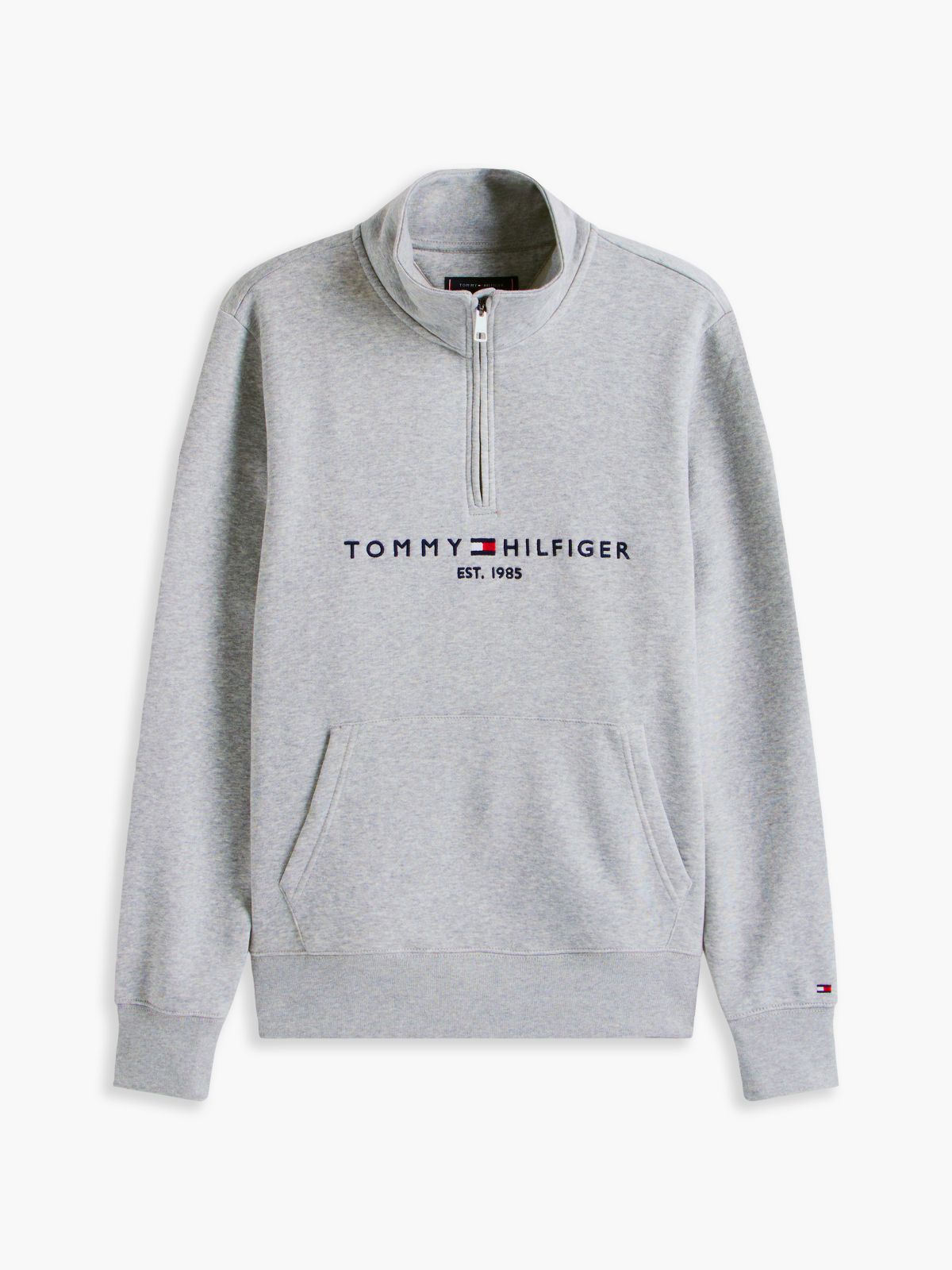 Tommy Logo Quarter-Zip Sweatshirt — Grey Heather