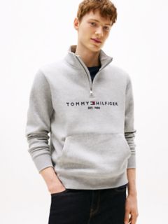 Tommy Logo Quarter-Zip Sweatshirt — Grey Heather 1