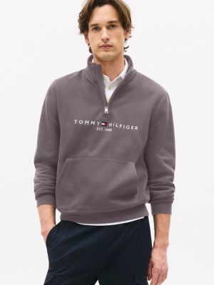Embroidered Tommy Logo Quarter-Zip, Shady Stone