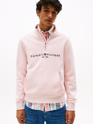 Embroidered Tommy Logo Quarter-Zip, Whimsy Pink