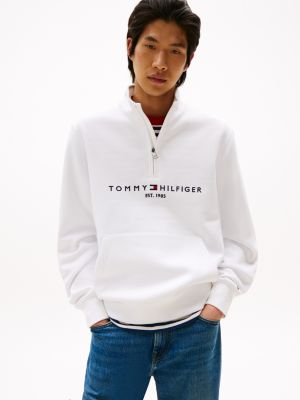 Embroidered Tommy Logo Quarter-Zip, Fresh White
