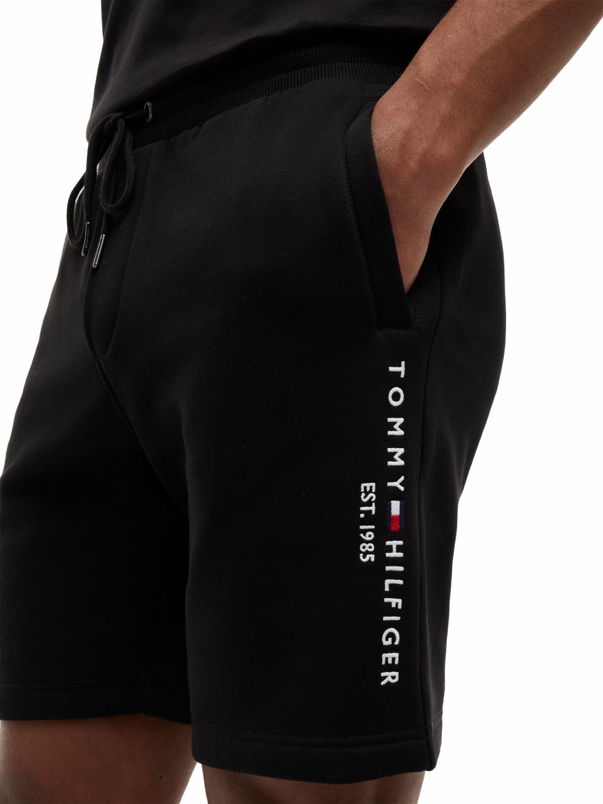 Embroidered Tommy Logo Sweatshort — Black