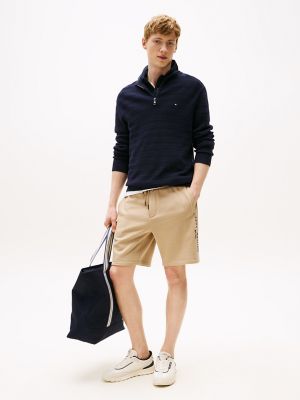 Embroidered Tommy Logo Sweatshort, Beige