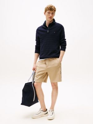 Embroidered Tommy Logo Sweatshort, Beige