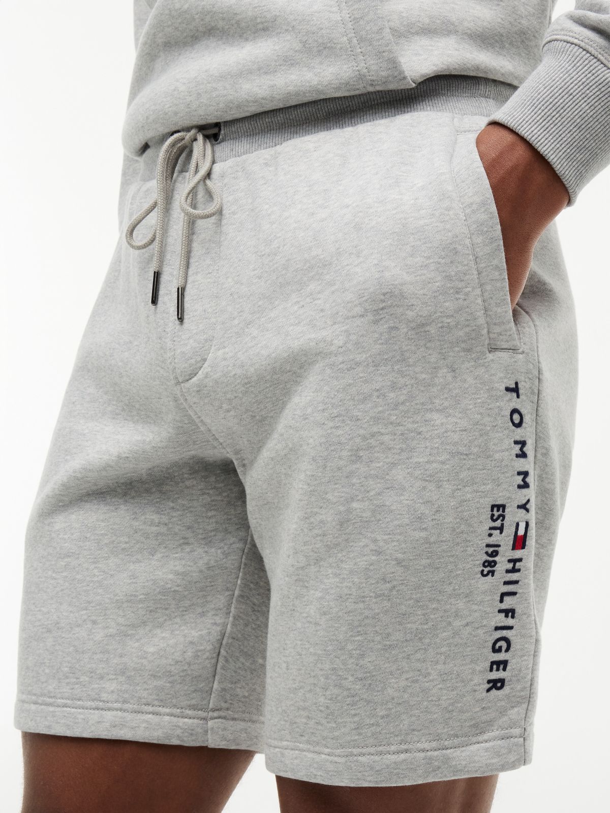 Embroidered Tommy Logo Sweatshort — Grey Heather