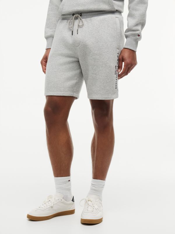 Embroidered Tommy Logo Sweatshort — Grey Heather