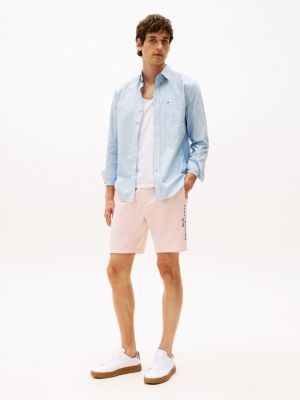 Embroidered Tommy Logo Sweatshort, Whimsy Pink