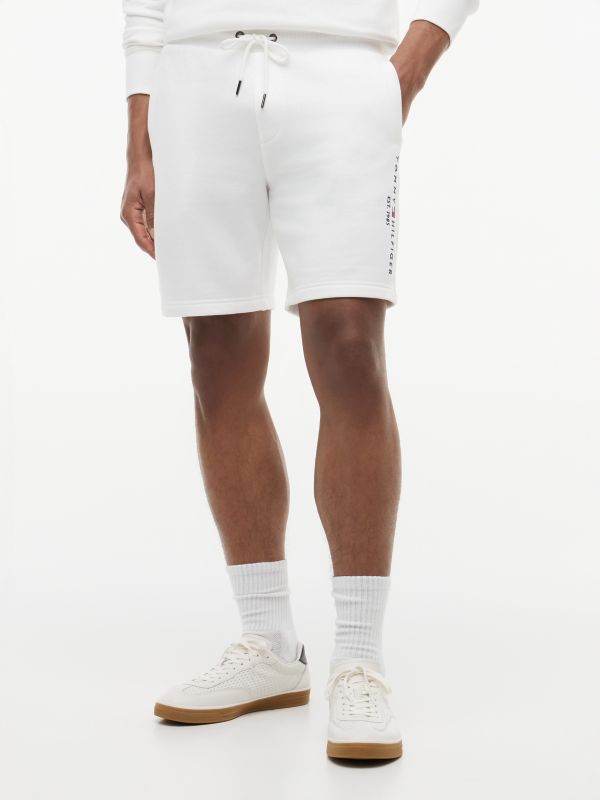 Embroidered Tommy Logo Sweatshort — Fresh White