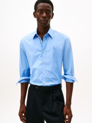 Regular Fit Stretch Poplin Shirt, Copenhagen Blue