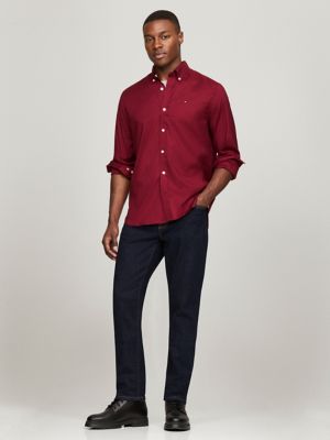 Regular Fit Stretch Poplin Shirt, Rouge