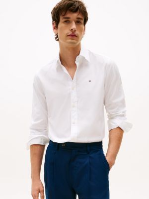 Regular Fit Stretch Poplin Shirt, Optic White