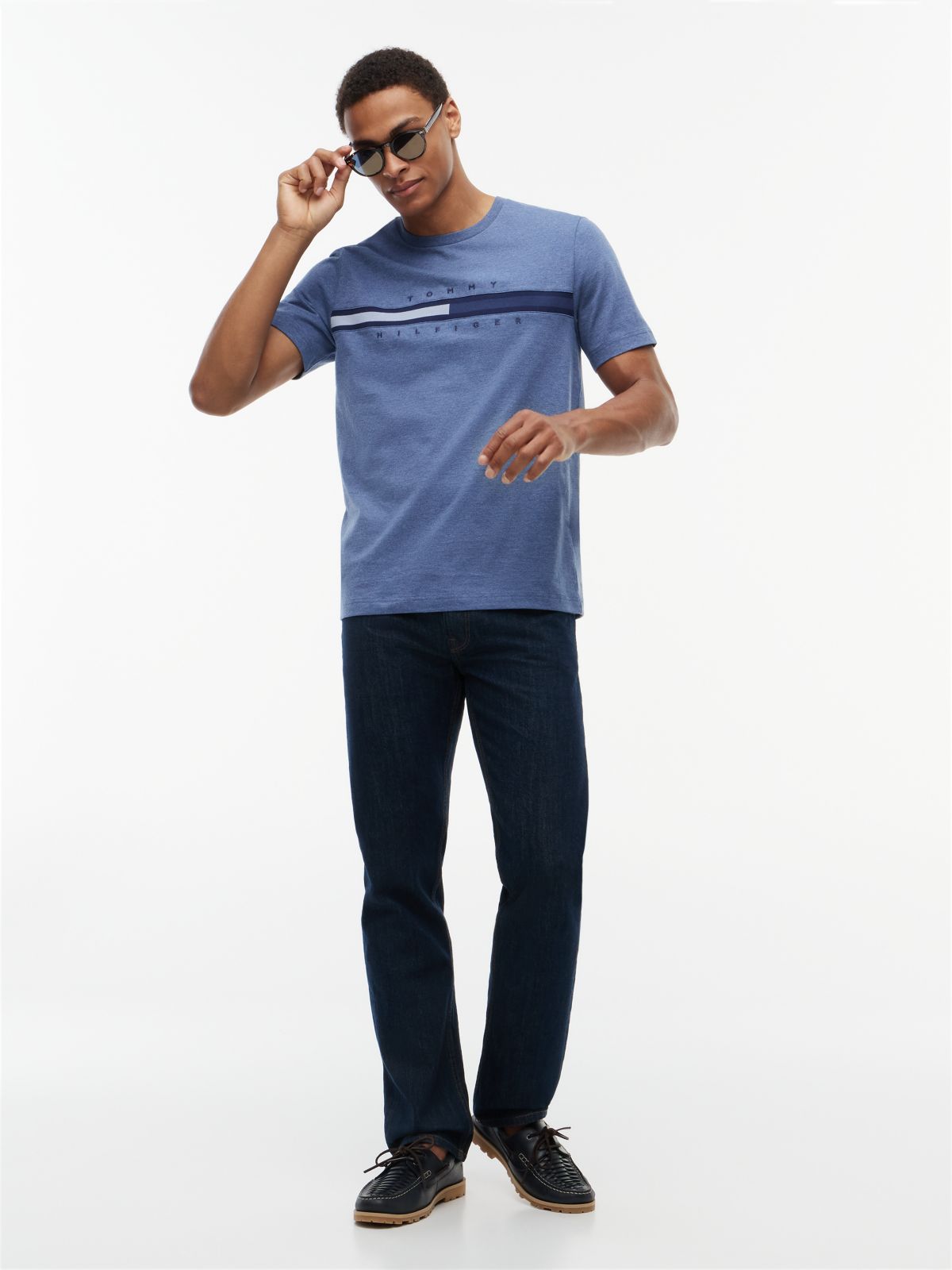 Tonal Flag Logo T-Shirt — Faded Indigo Heather