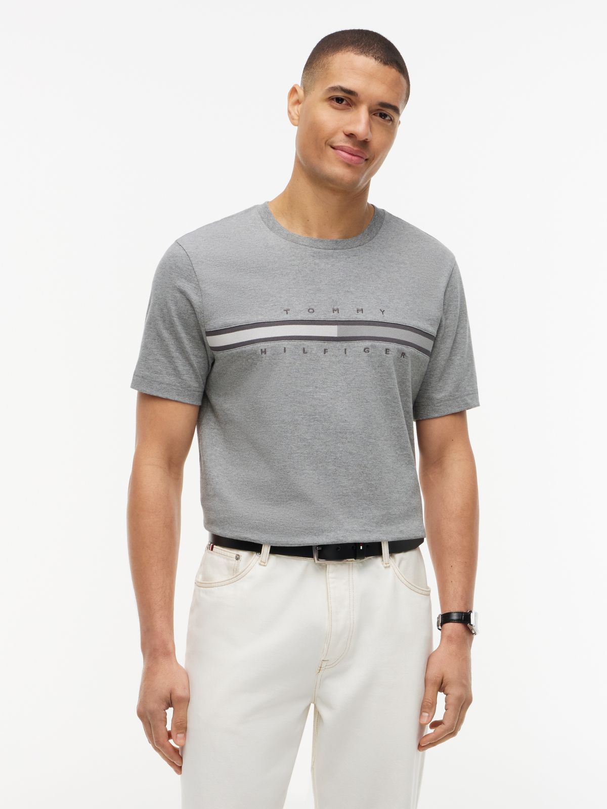 Tonal Flag Logo T-Shirt — Grey Heather