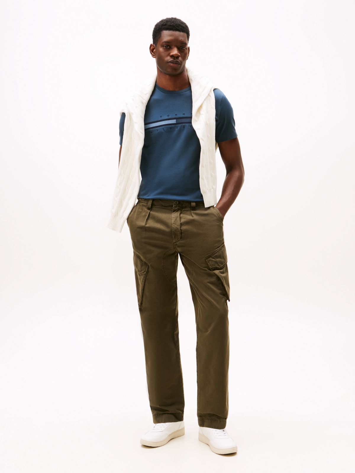 Tonal Flag Logo T-Shirt — Military Denim
