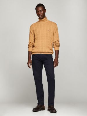 Cable Knit Turtleneck Sweater, Pinecone Tan