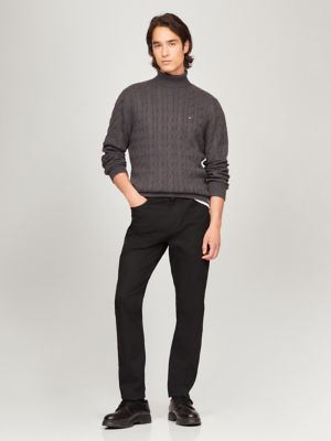 Cable Knit Turtleneck Sweater, Grey Heather