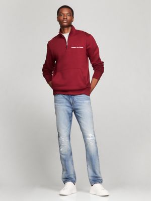Embroidered Logo Half-Zip Sweatshirt, Rouge